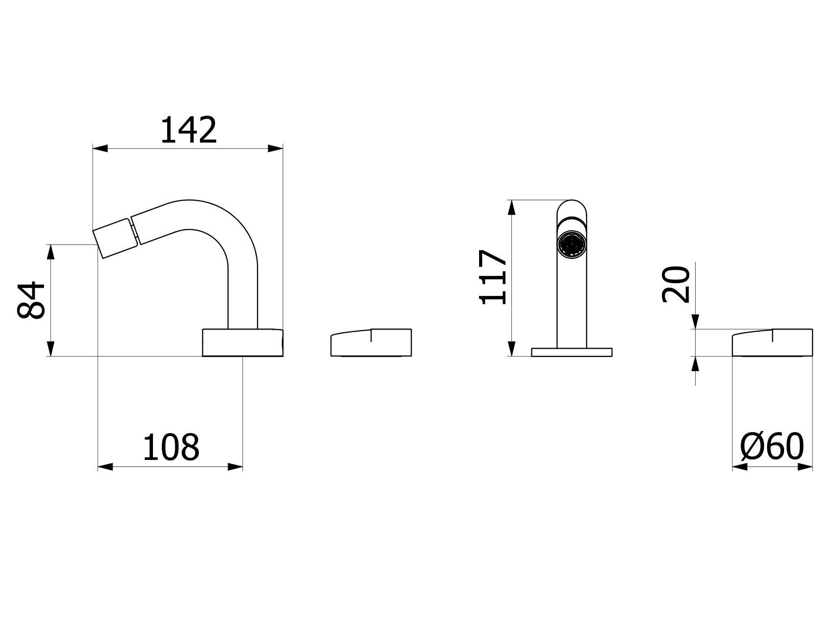 Смеситель для биде с 3 отверстиями из нержавеющей стали с автоматическим сливом IB торт ARCH-00117604 - Вид №2