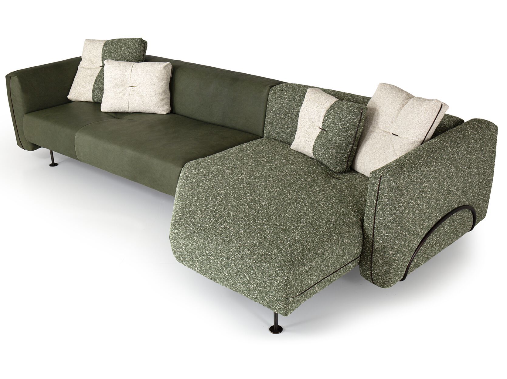 Кожаный и тканевый диван с шезлонгом Borzalino Шифу ARCH-00116472 - Вид №2