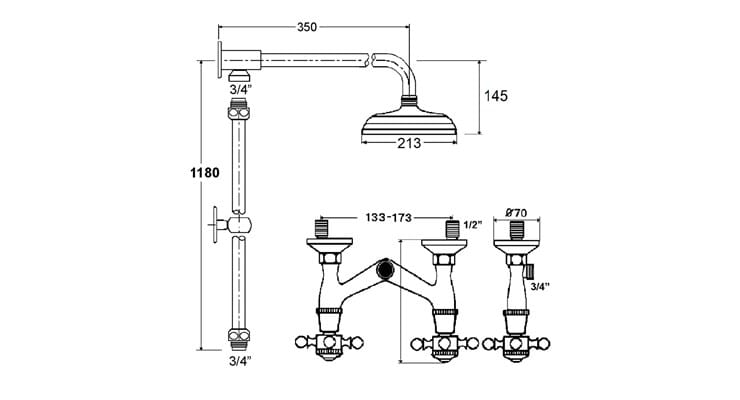 Термостатическая настенная душевая колонна с душем rvb 1920-1921 ARCH-00115730 - Вид №2