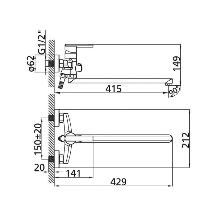 MAGSBLCM10 Milardo Magellan Смеситель для ванны с длинным изливом Magellan Россия  - Вид №9