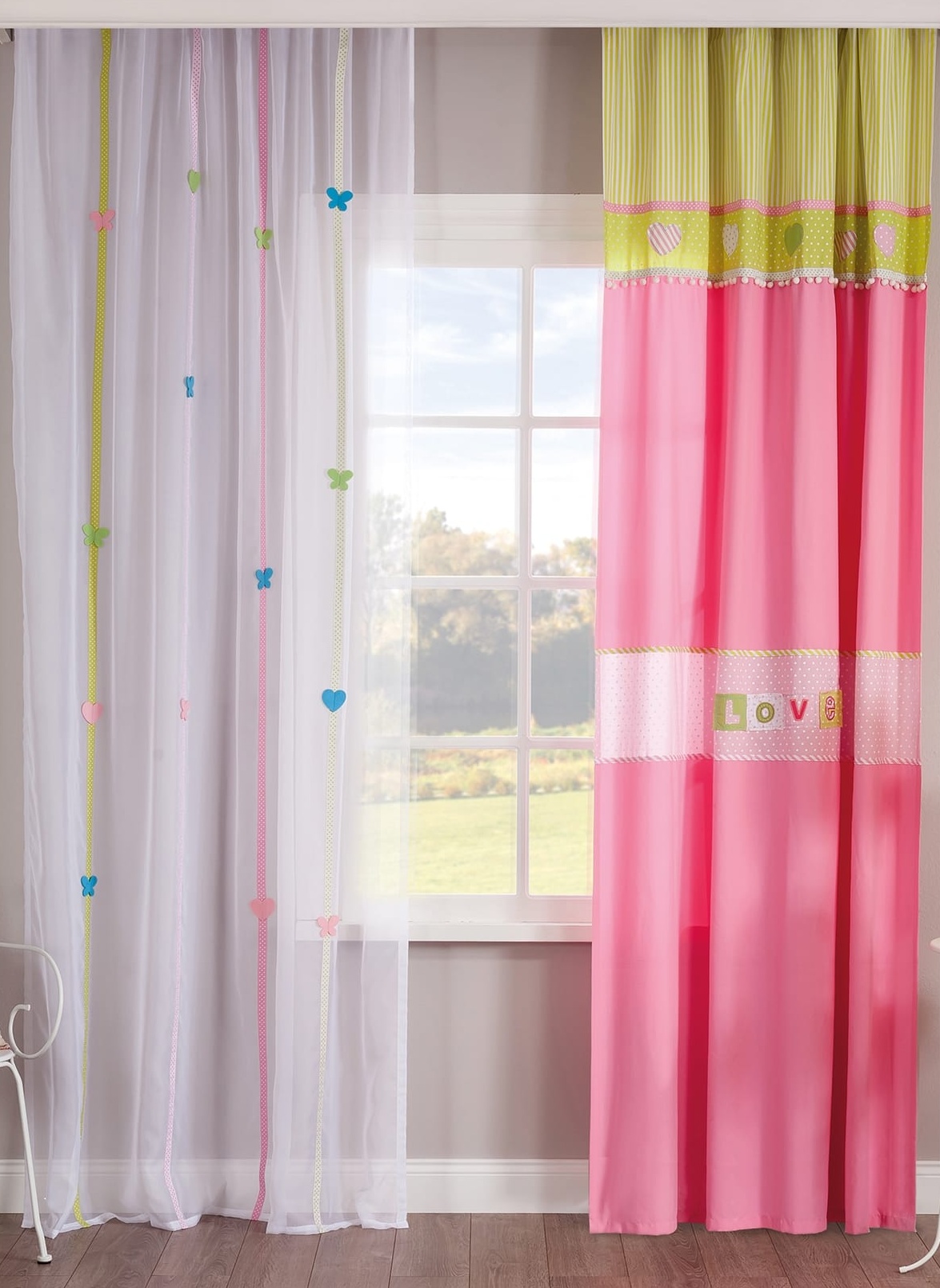 Штора детская розовая 140х260 см Love, 1 полотно CILEK PRINCESS 00-3832647 Розовый Santreyd - Вид №1