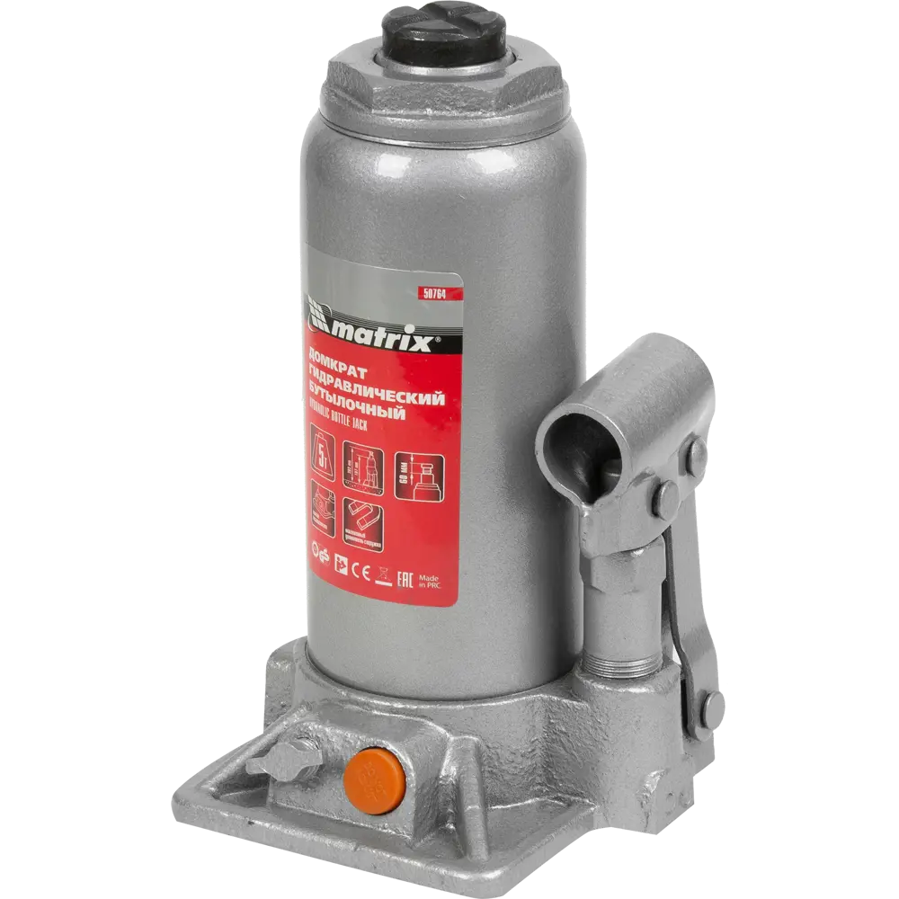 Гидравлический домкрат бутылочный Matrix 5 тонн с защитным клапаном 82202372 STLM-0021870