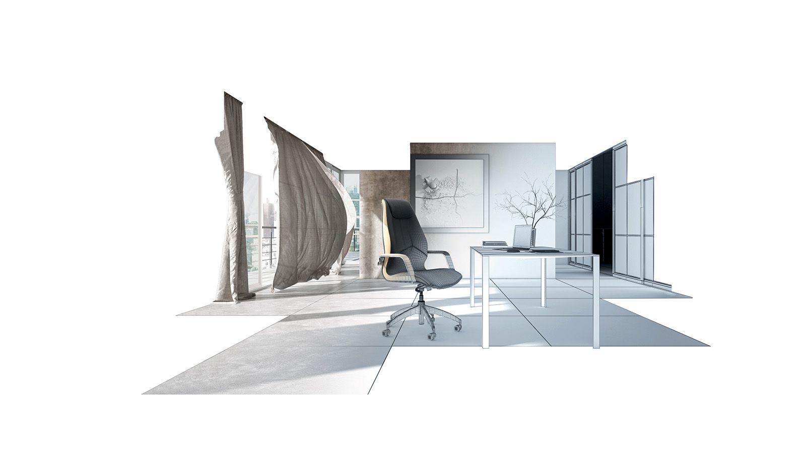 Кожаное вращающееся офисное кресло с подголовником Leyform Wave ARCH-00006785 - Вид №2