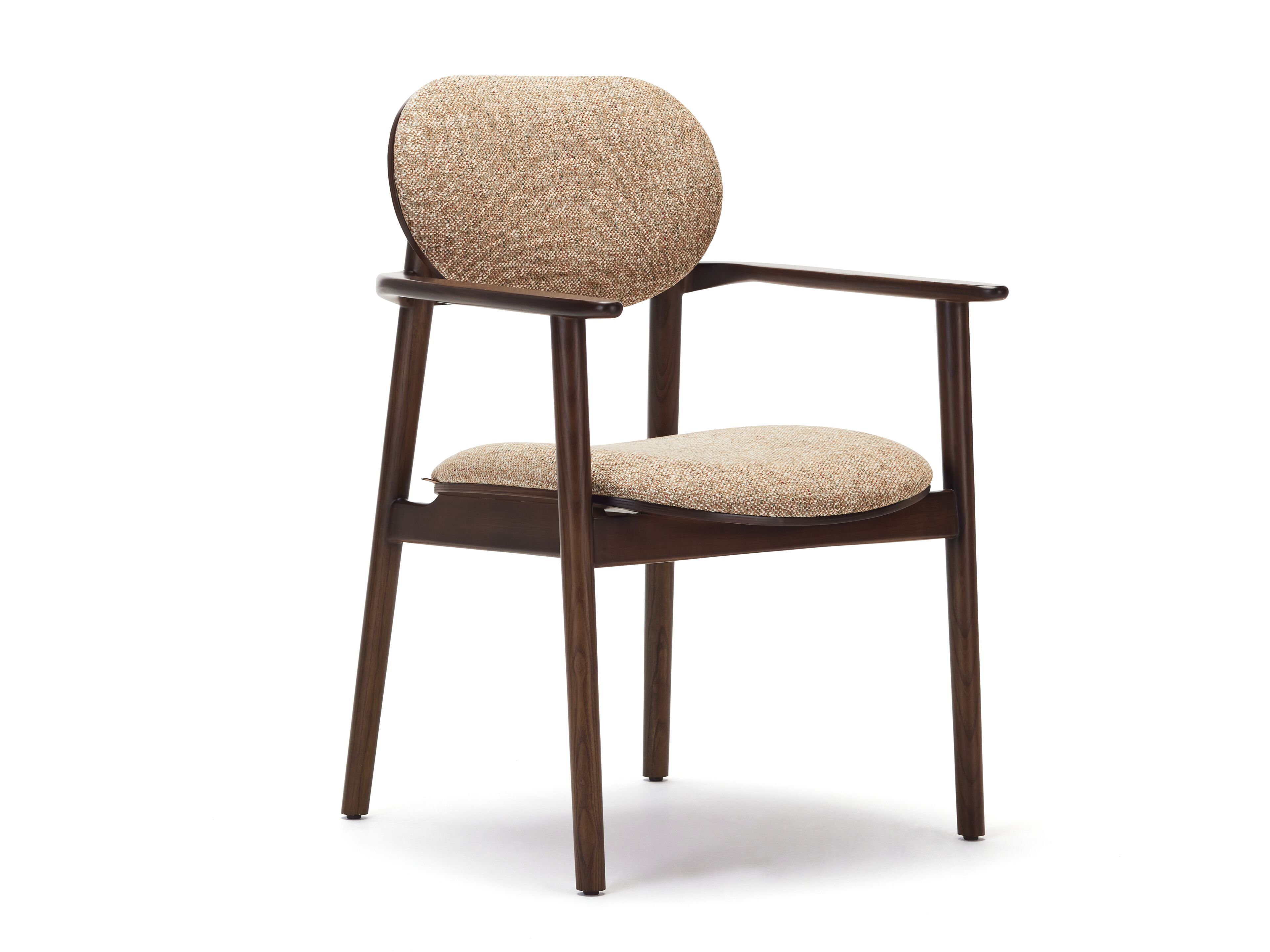 Стул из ясеня и ткани с подлокотниками Papell Design Zoe ARCH-00088685 - Вид №1