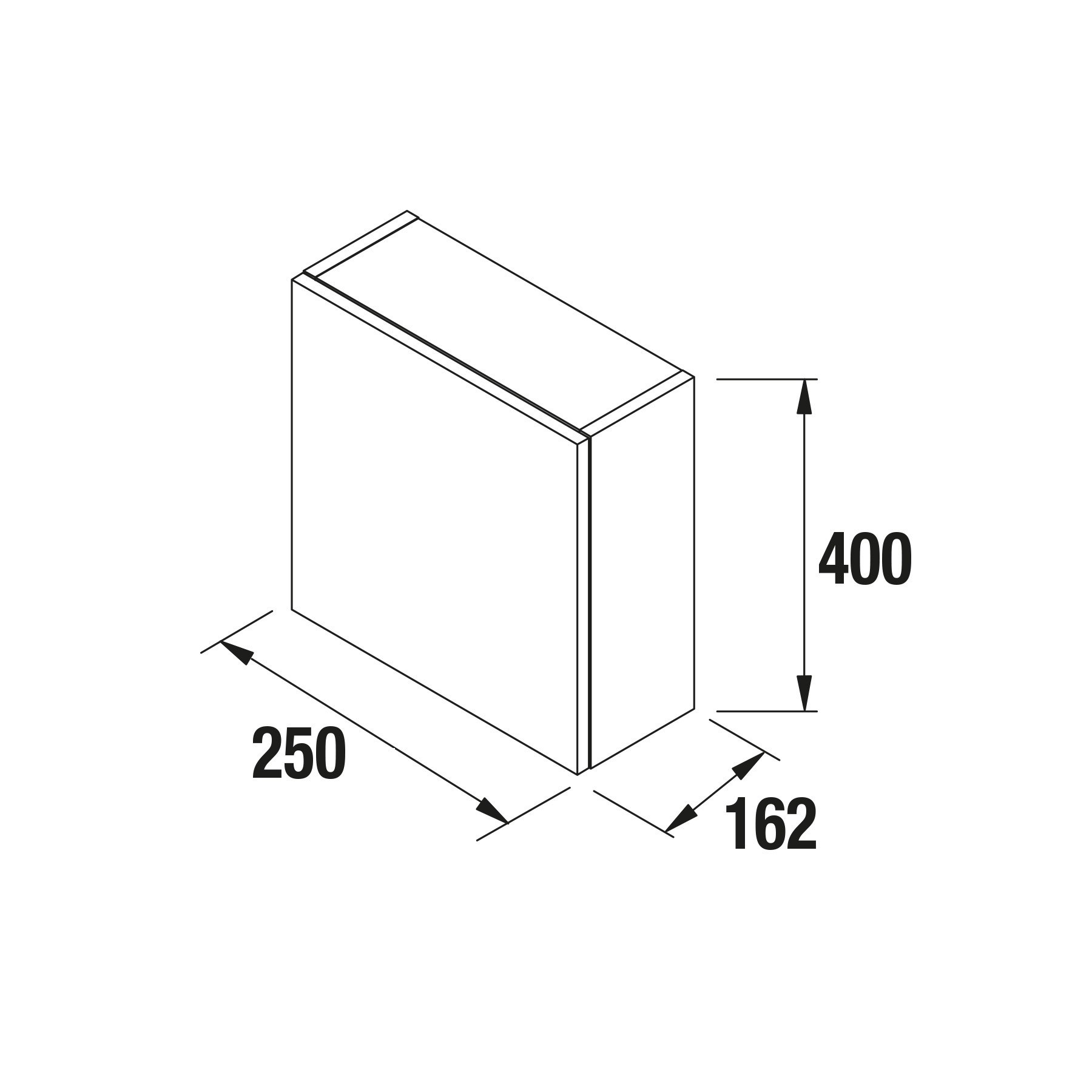 22903 SALGAR Модуль АЛЬЯНС 250 двусторонний 1 дверный GLOSS GREY 250 x 400 x 162 мм Глянцевый серый  - Вид №1