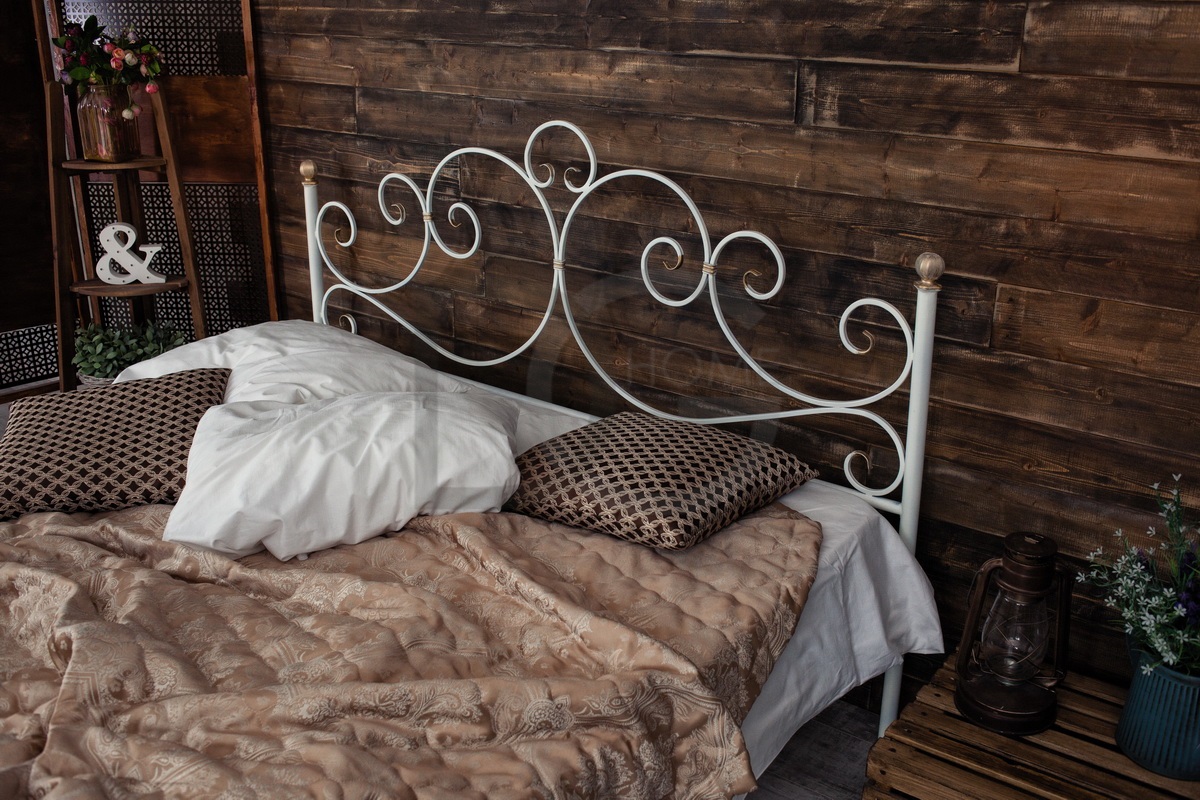 Кованая двуспальная кровать 160х200 с двумя спинками белая "Флоренция" FRANCESCO ROSSI ФЛОРЕНЦИЯ 134676 Белый - Вид №2