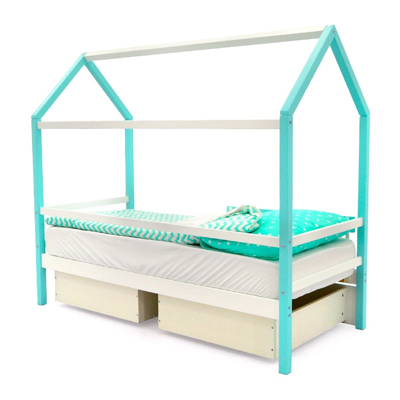 Кровать-домик детская мятно-белая Svogen БЕЛЬМАРКО  00-3833075 Голубой Santreyd  - Вид №4