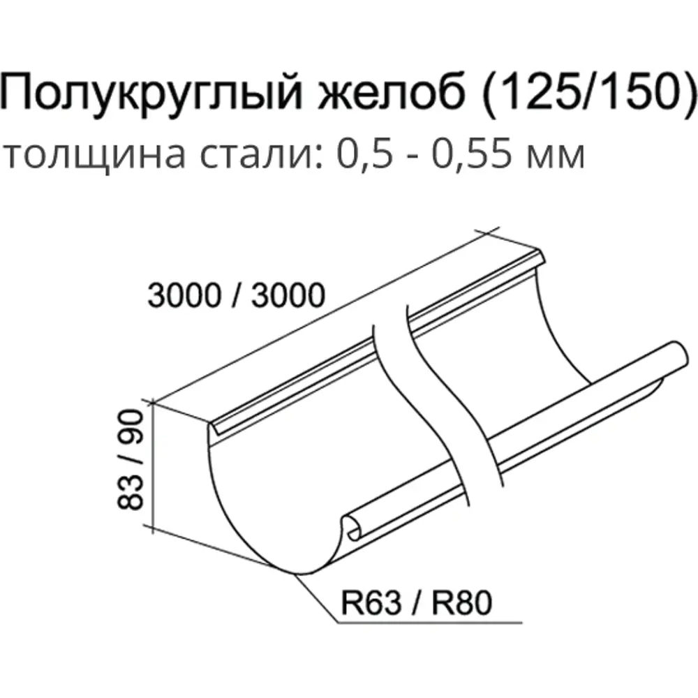 Жёлоб водосточный GL PE 125 мм 3 м цвет шоколад Grand Line STLM-2051739 - Вид №1