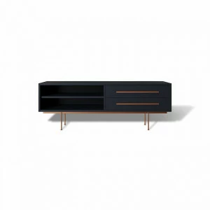 Тумба под телевизор с двумя ящиками 53х138 см черная с медью Quadro BRAGIN DESIGN TUBE 00-3862364 Золото;черный