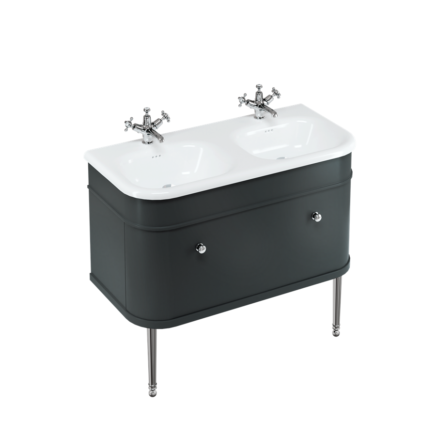 Burlington Chalfont Chalfont 1000мм Тумба с одним выдвижным ящиком - Матовый черный с матовыми черными ногами CH100MB-CHLEGMB  - Вид №1