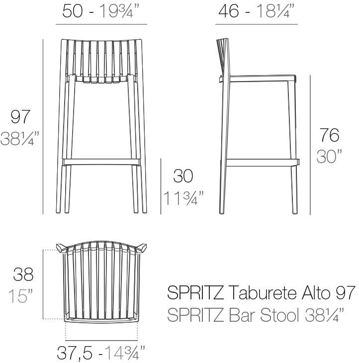 VONDOM Табурет садовый полипропиленовый Spritz sun-id-1401197 - Вид №9