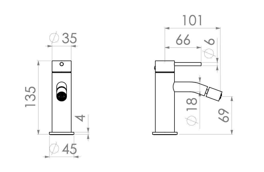 Смеситель для биде из нержавеющей стали без слива Radomonte Dex ARCH-00138938 - Вид №2