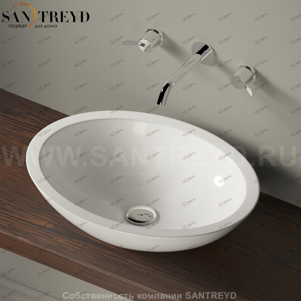ACER0700ZZZ Накладная раковина на столешницу  овальная Agape 