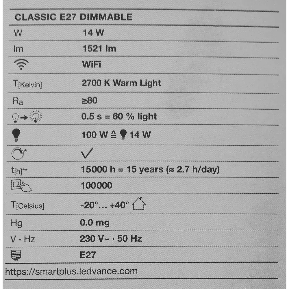 Набор умных ламп светодиодных Wi-Fi Osram Smart Plus E27 220-240 В 14 Вт груша матовая 1521 лм, теплый белый свет, 3 шт 89143935 STLM-2181216 LEDVANCE  - Вид №5