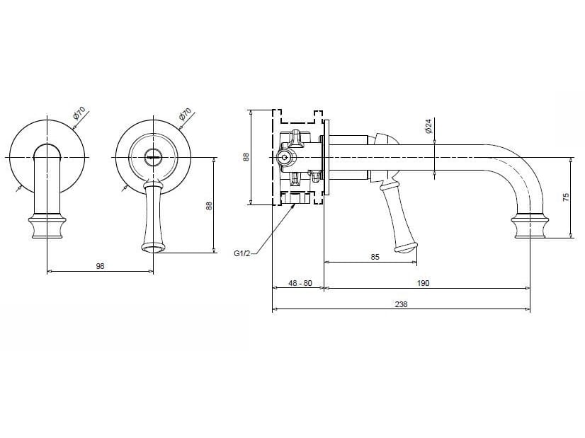 Смеситель для раковины из хромированной латуни Bugnatese Денвер ARCH-00147770 - Вид №2