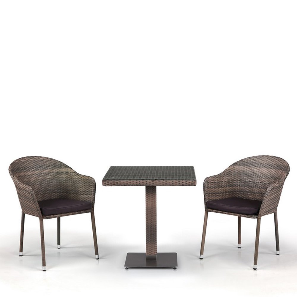 Мебель садовая, столик и кресла серые на 2 персоны Lopera AFINA  130549 Серый  - Вид №1