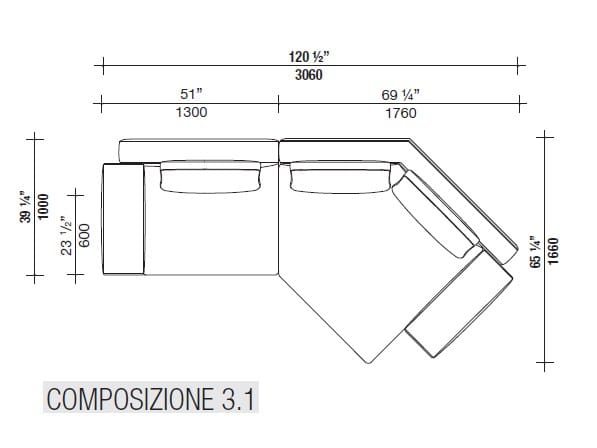 Угловой диван из ткани с полуостровом Lema Venise ARCH-00125173 - Вид №25