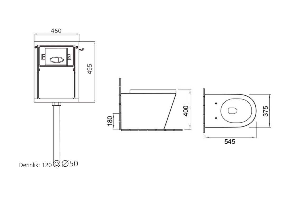 SL-5020 + SL-02 Унитаз приставной безободковый LAB.Space  - Вид №1