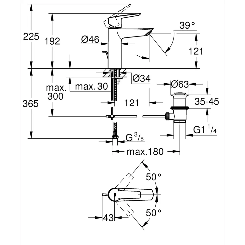 Смеситель для раковины Grohe Start однорычажный размер M цвет хром 88280987 STLM-2133876  - Вид №3