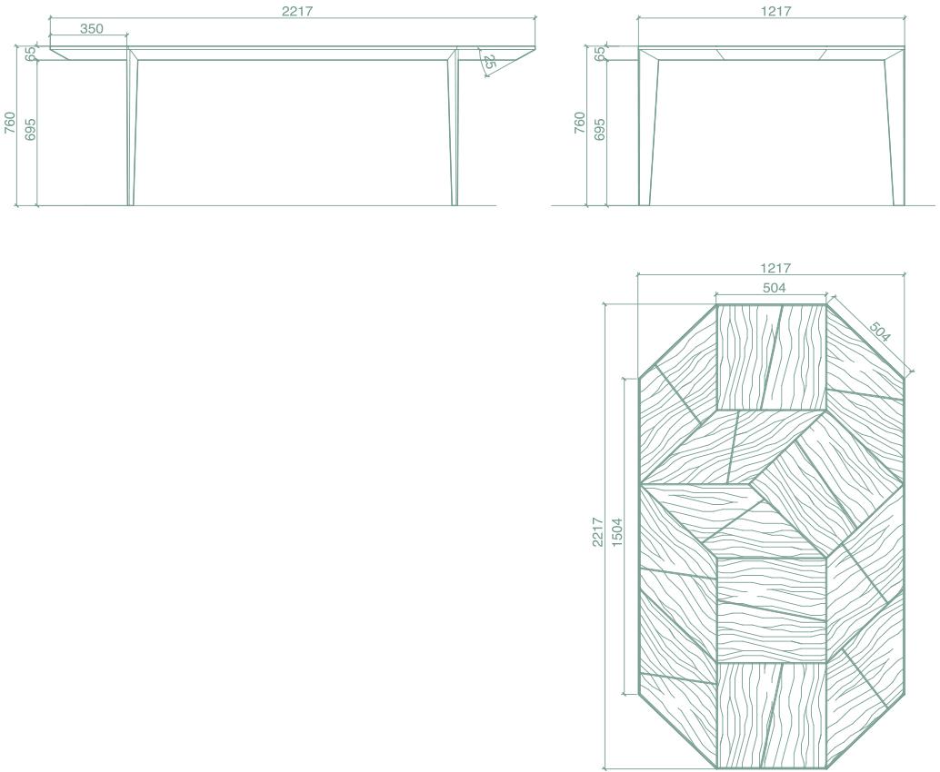 CP Parquet Восьмиугольный стол из дуба Cp lab design sun-id-1365603 - Вид №1