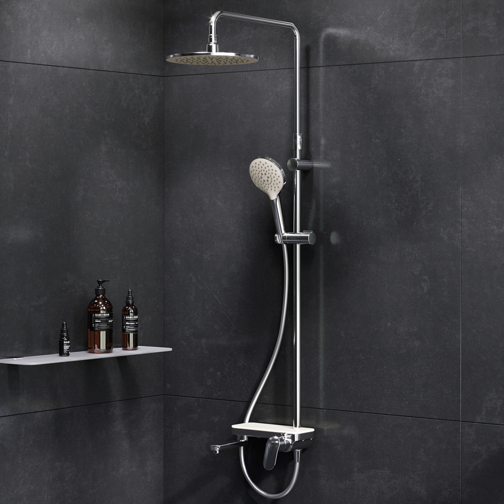 F0780700 душ.система: см-ль-полка д/ванны/душа душ.штанга 1030-1460мм верхний душ 220 мм ру AM.PM Like