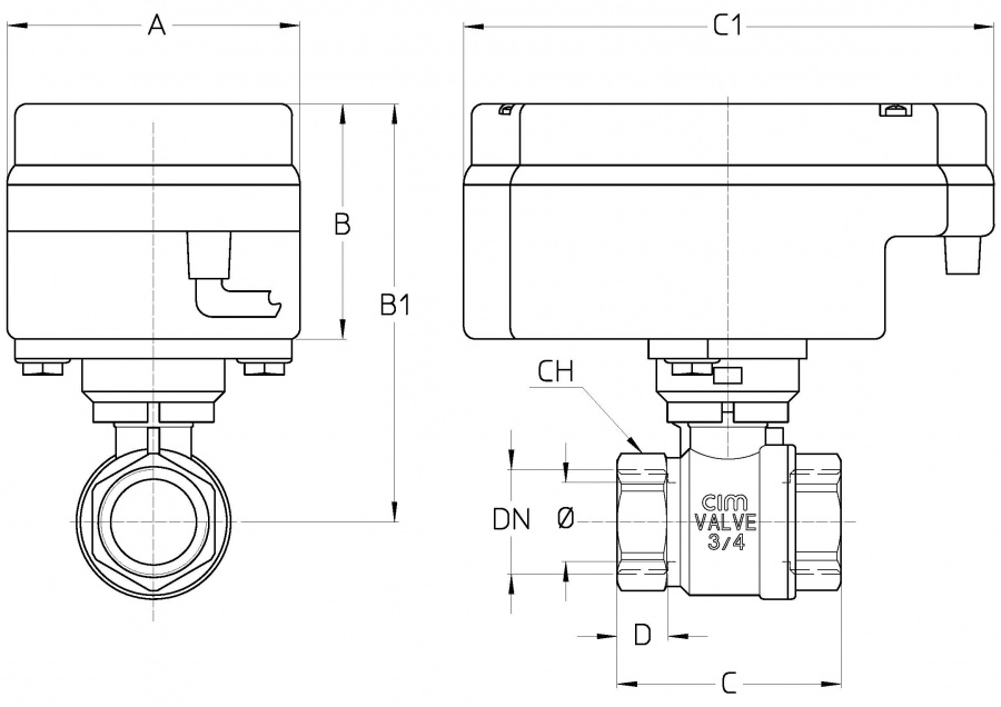 CIMBERIO CIM 602RE24 1 Шаровой кран с электроприводом с реле CIM 602RE24  - Вид №1