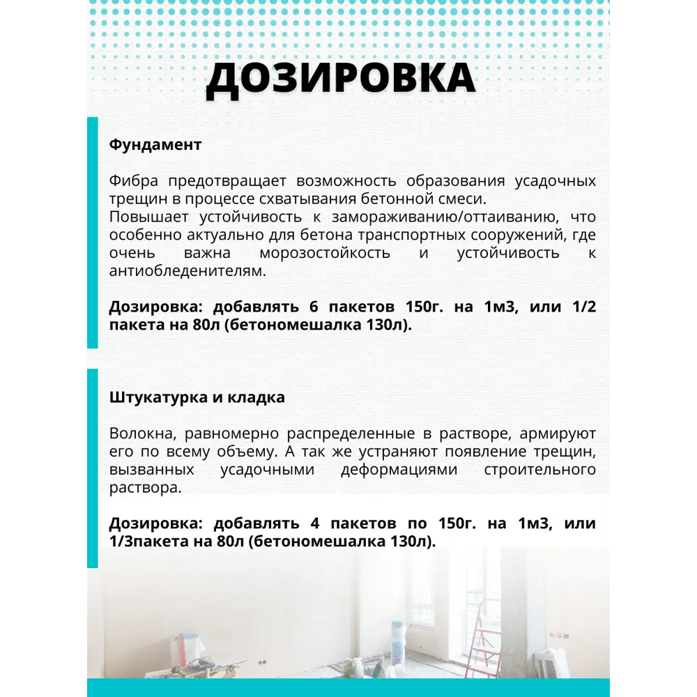 17983576 Фибра для бетонов и растворов Fibra, 150 г STLM-1019367 Santreyd  - Вид №6