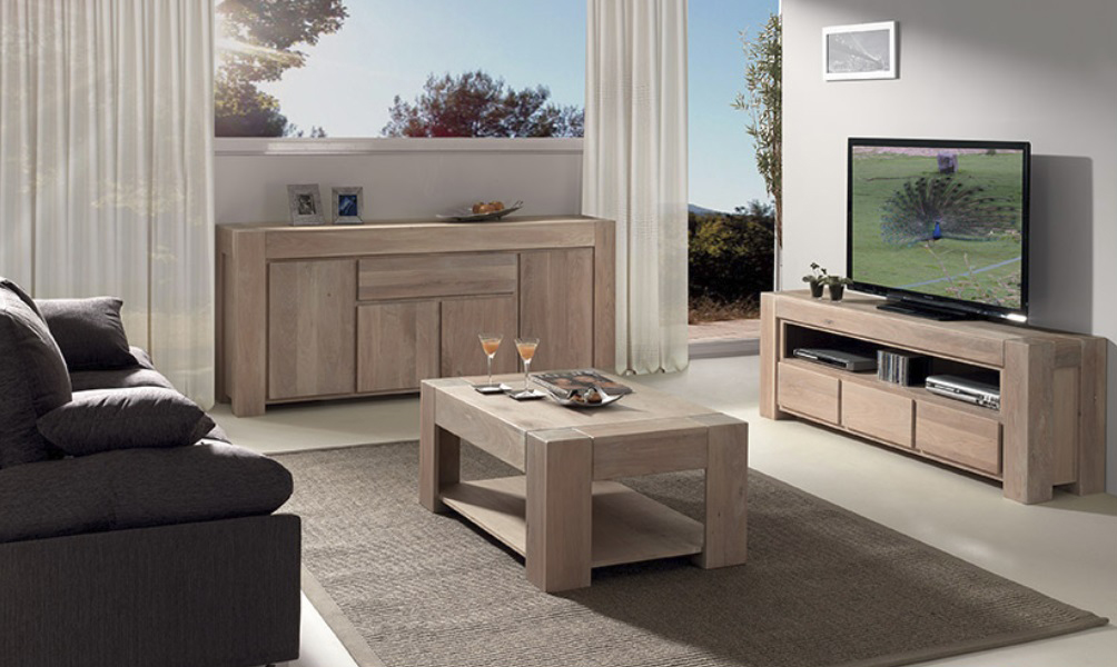 Тумба под телевизор с ящиками отбеленный дуб 3 Bjorn VAVI BJORN 132633 Бежевый - Вид №2