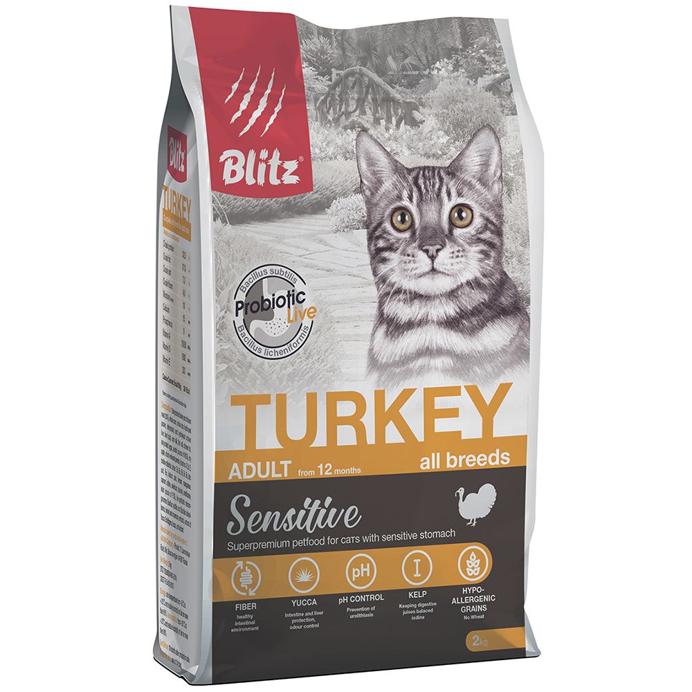 ПР0037314 Корм для кошек adult cat turkey с мясом индейки сух. 2кг Blitz 