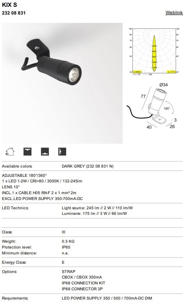 Регулируемый светодиодный наружный прожектор Deltalight Kix ARCH-00098705 - Вид №3
