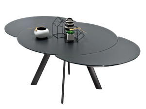 Выдвижной стальной и хрустальный обеденный стол