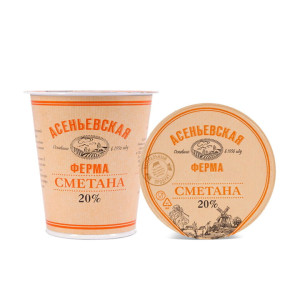 Сметана Асеньевская ферма 20% БЗМЖ 350 г