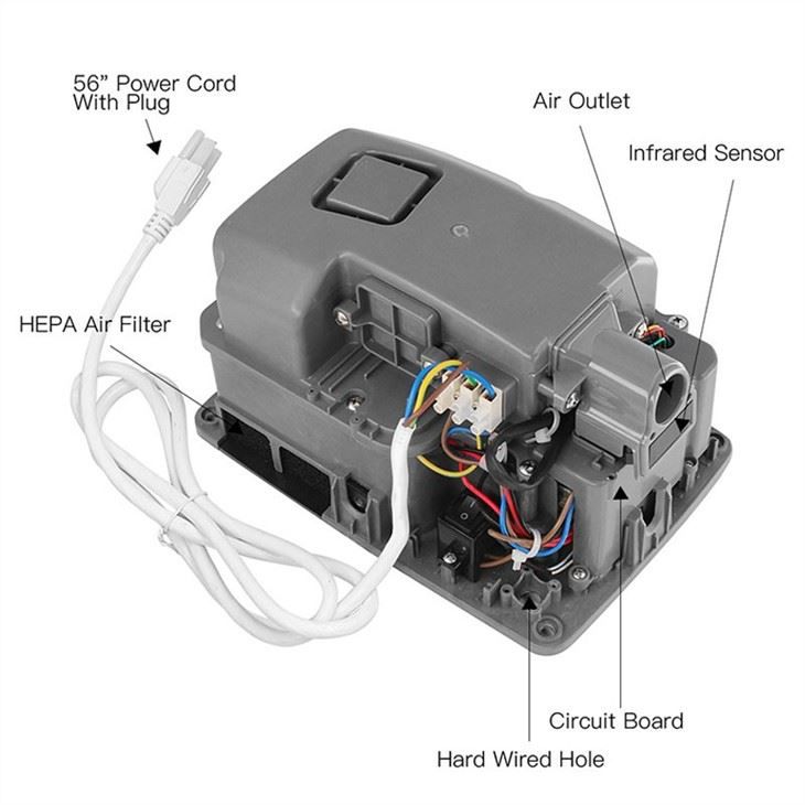 Сушилка для рук из нержавеющей стали AIKE AK2803E_627  - Вид №3