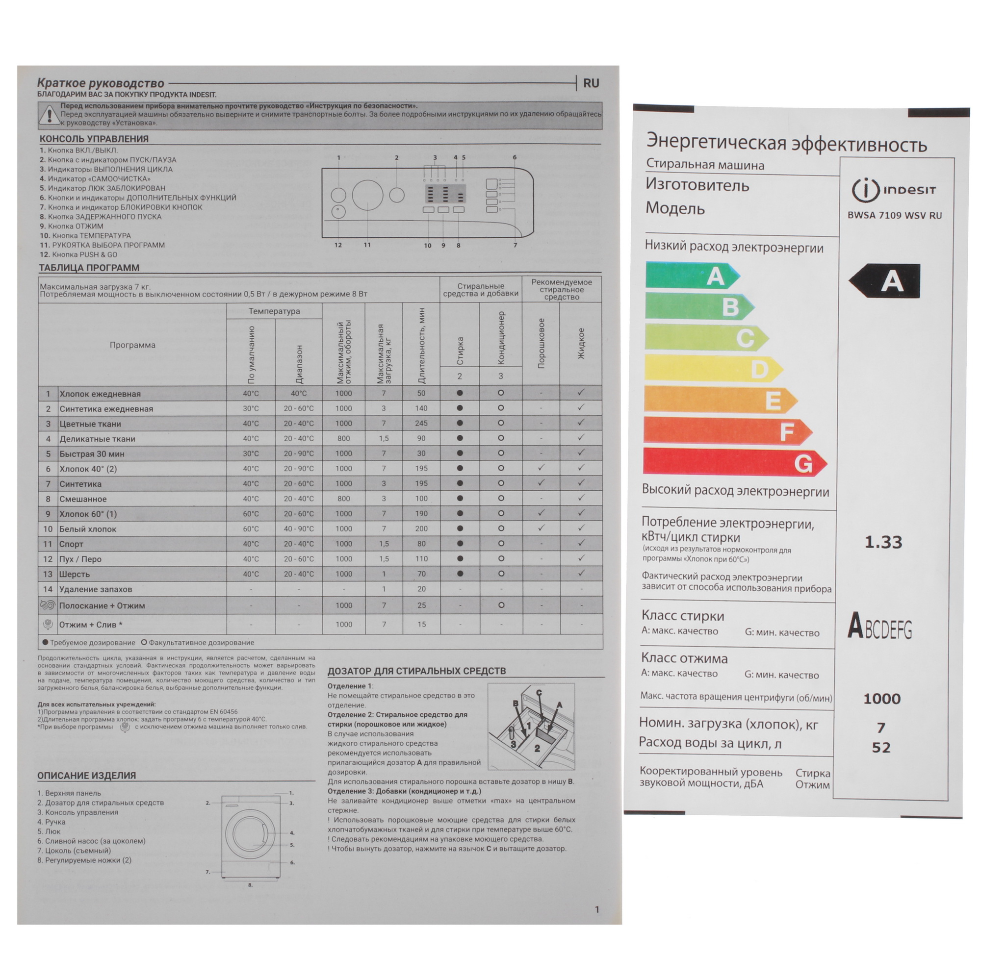 9179133 Стиральная машина Indesit BWSA 7109 WSV белый STDN-0081592 - Вид №10