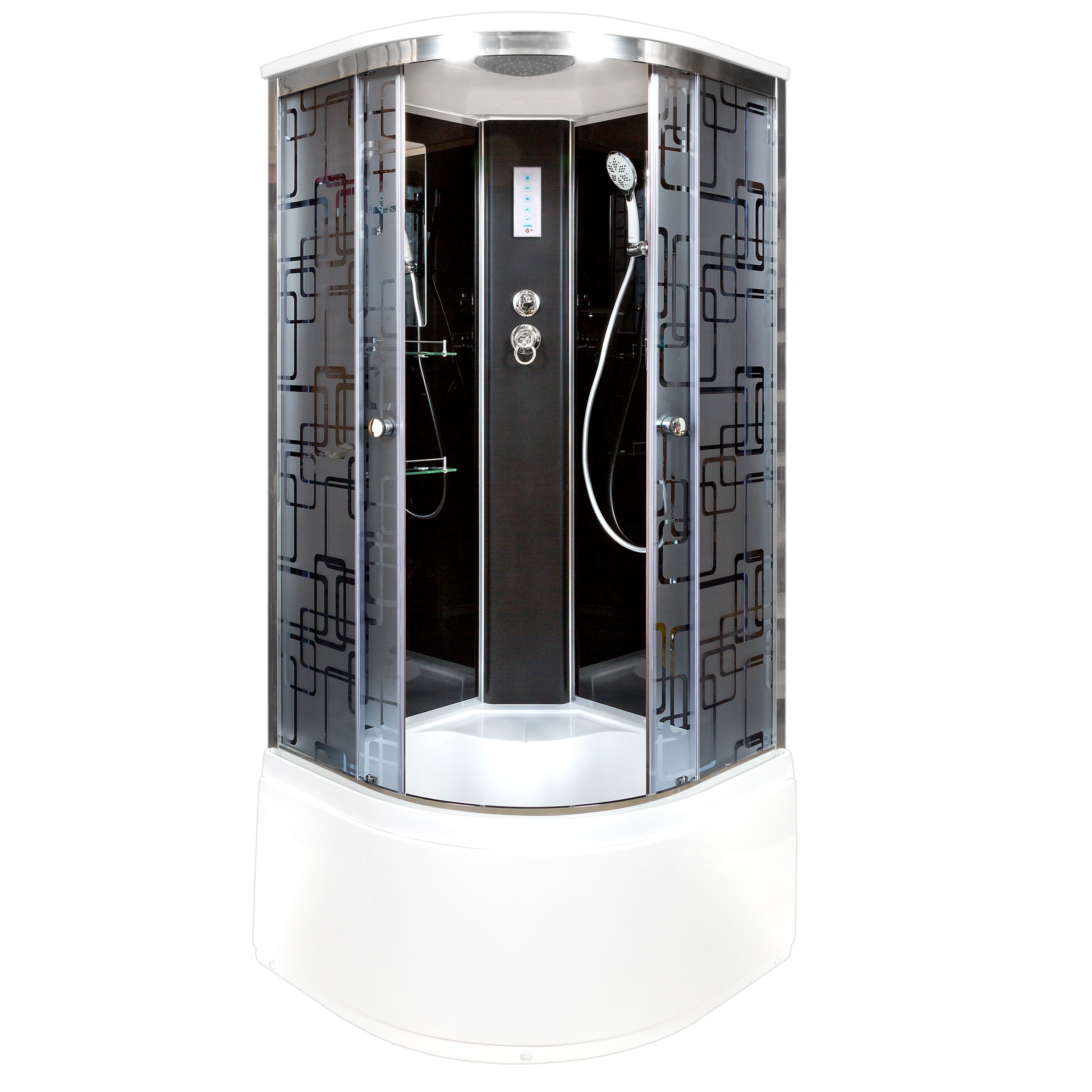 ЕМ1512 L N с гидромассажем (гм.) Душевая кабина DETO Серия EM BМ4510 с электрикой BLACK - Вид №16