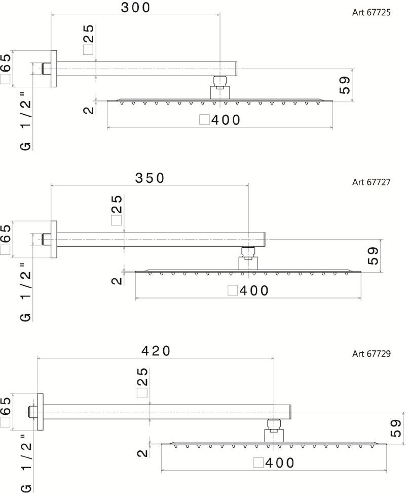 newform Настенная лейка душа с держателем Head showers 67729 - Вид №1
