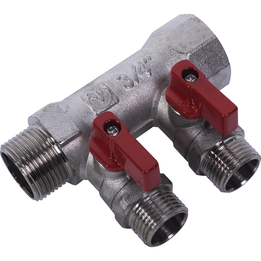 Коллектор с кранами и наружной резьбой Valtec на 2 выхода 3/4"x1/2" VTc.580.N.0502 10490701 STLM-2020055 