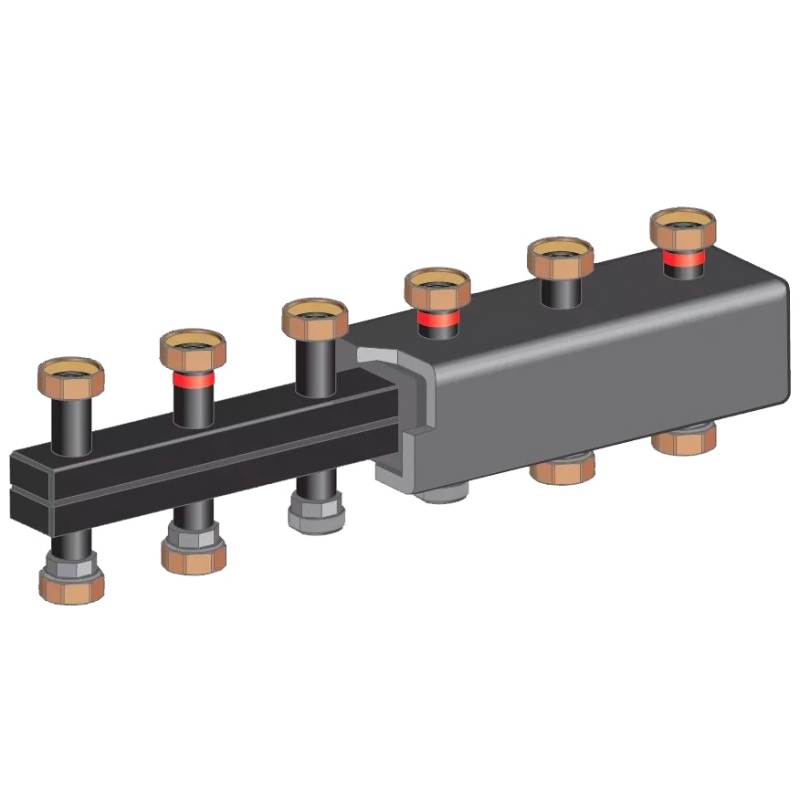 Настенный коллектор Meibes на 3-5 насосных модулей (контуров) с комплектом кронштейнов M6630131RU - Вид №1