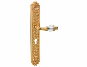 0A3041.85Y.71 Дверные ручки на пластинах с кристаллами сваровски и европрофилем 85мм Античное серебро