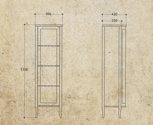 Витрина MIGLIORE Bella ML.BLL-VE450.DR с дверцей, нежно-розовый  - Вид №8