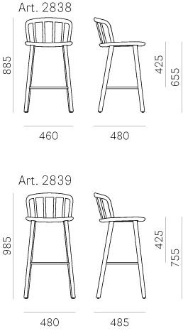 Pedrali Табурет деревянный со спинкой Nym 2838 - Вид №3