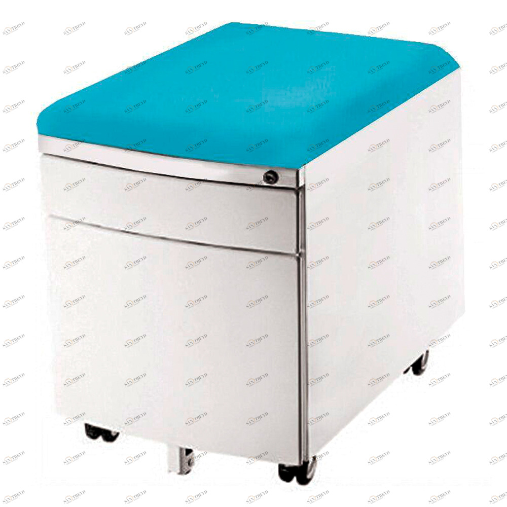 Тумбочка с колесами белая, светло-голубая подушка A/C Pure COMF-PRO  336242 Белый;голубой Santreyd 