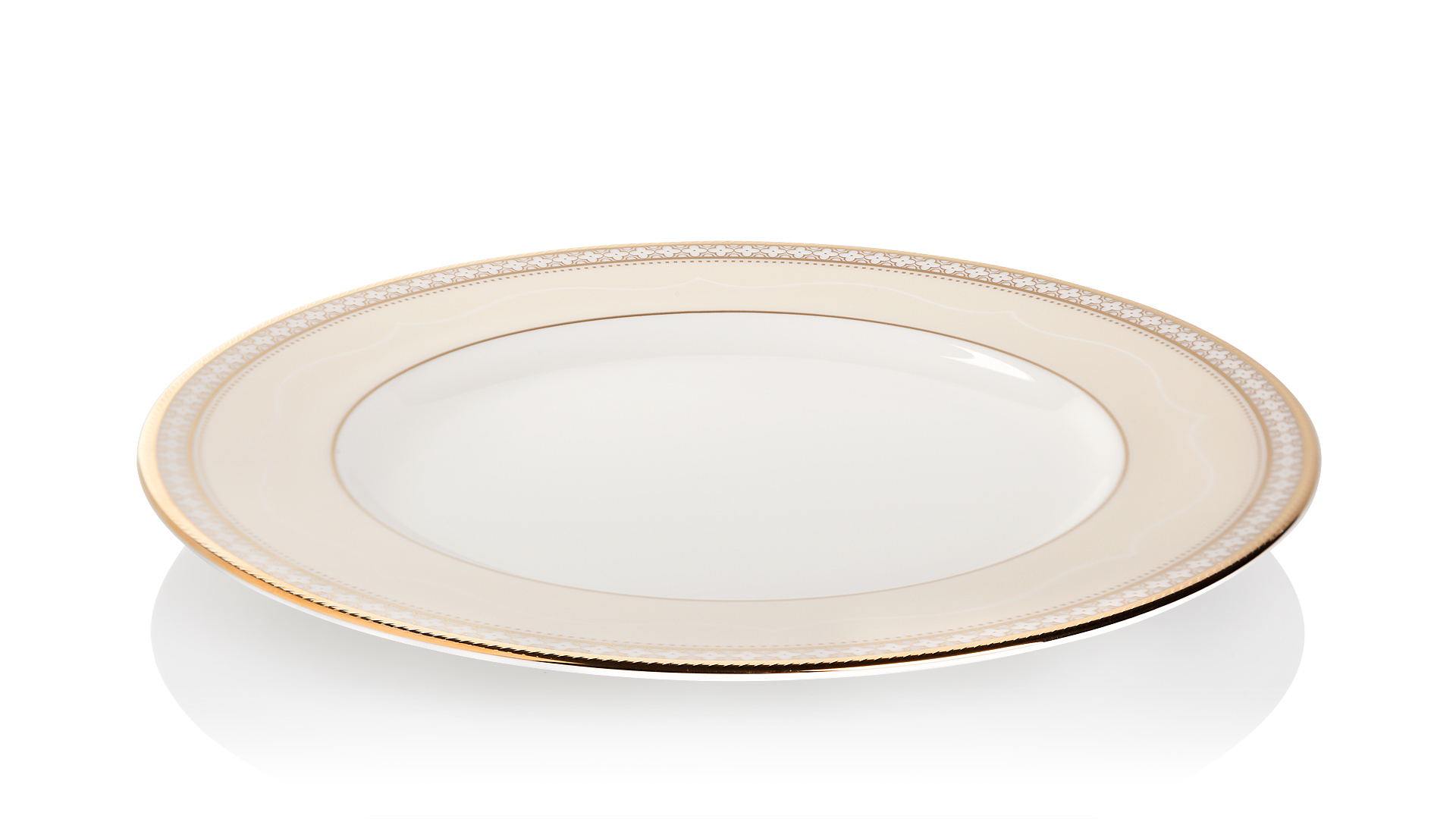 10628672 Noritake Тарелка закусочная Noritake "Трефолио,золотой кант" 22см Фарфор костяной  - Вид №1