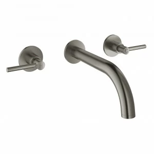 Смеситель GROHE Atrio New двухвентильный для раковины на 3 отверстия, настенный монтаж, темный графит матовый (20169AL3)