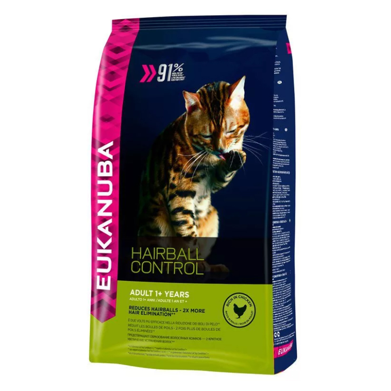 ПР0033755 Корм для кошек Hairball для выведения шерсти из желудка, с домашней птицей сух. 2кг Eukanuba  - Вид №1