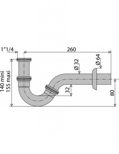 175100 000 00  Трубчатый сифон, регулируемый, с розеткой и розеткой, хромированная латунь Valentin Хром  - Вид №2