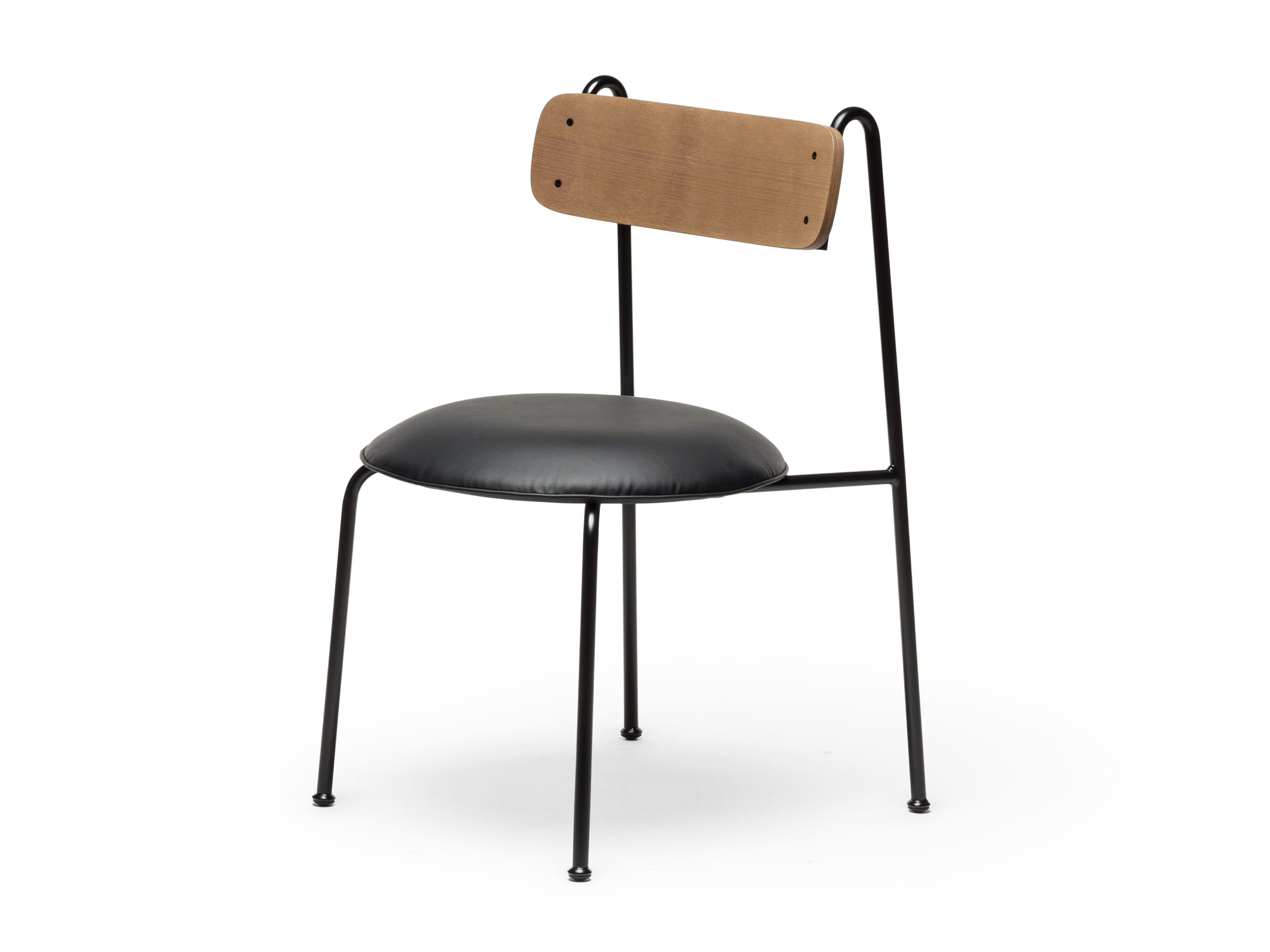 Окрашенный металлический стул со встроенной подушкой из искусственной кожи CHAIRS & MORE Lena ARCH-00091348 - Вид №28