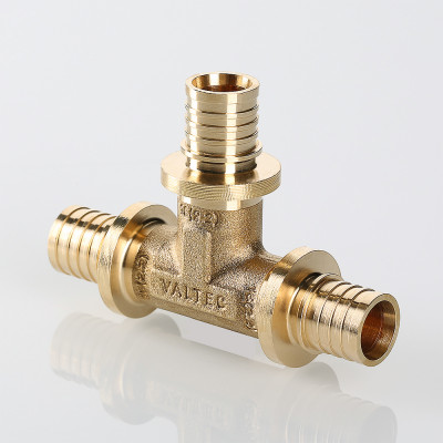 VTm.431.BG.252016 Фитинг аксиальный универсальный – тройник надвижной Valtec 25 (3,5) мм х 20 (2,8) мм х 16 (2,2) мм  - Вид №1