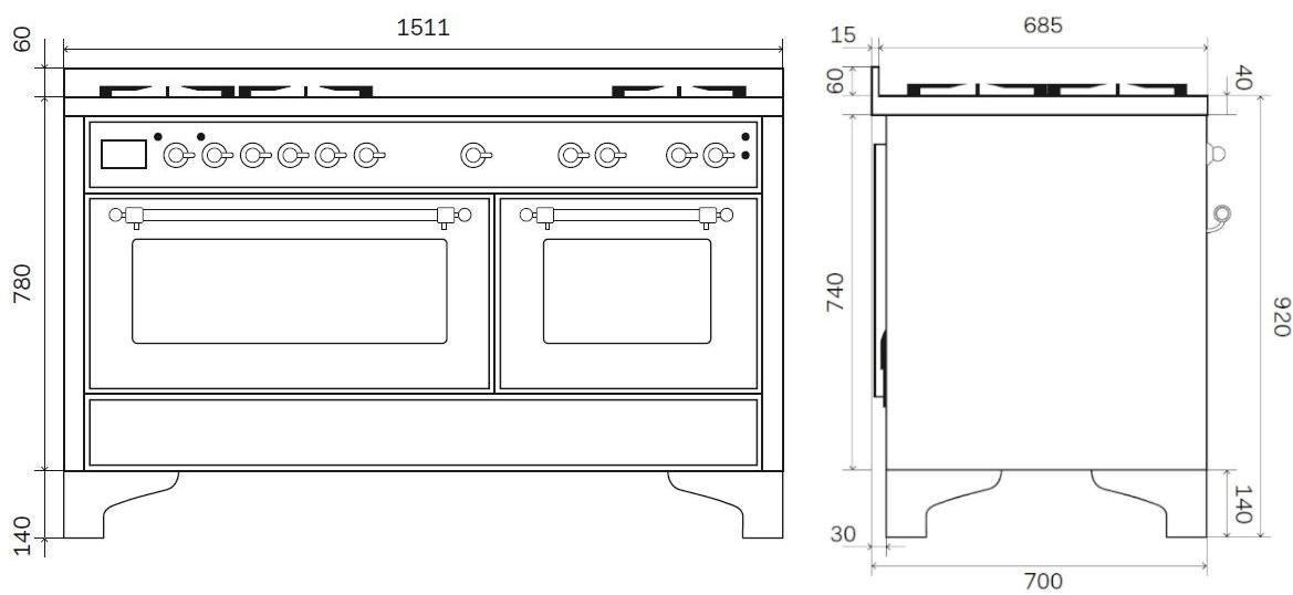 Ilve Отдельностоящая стальная кухня Majestic M15n Santreyd - Вид №13