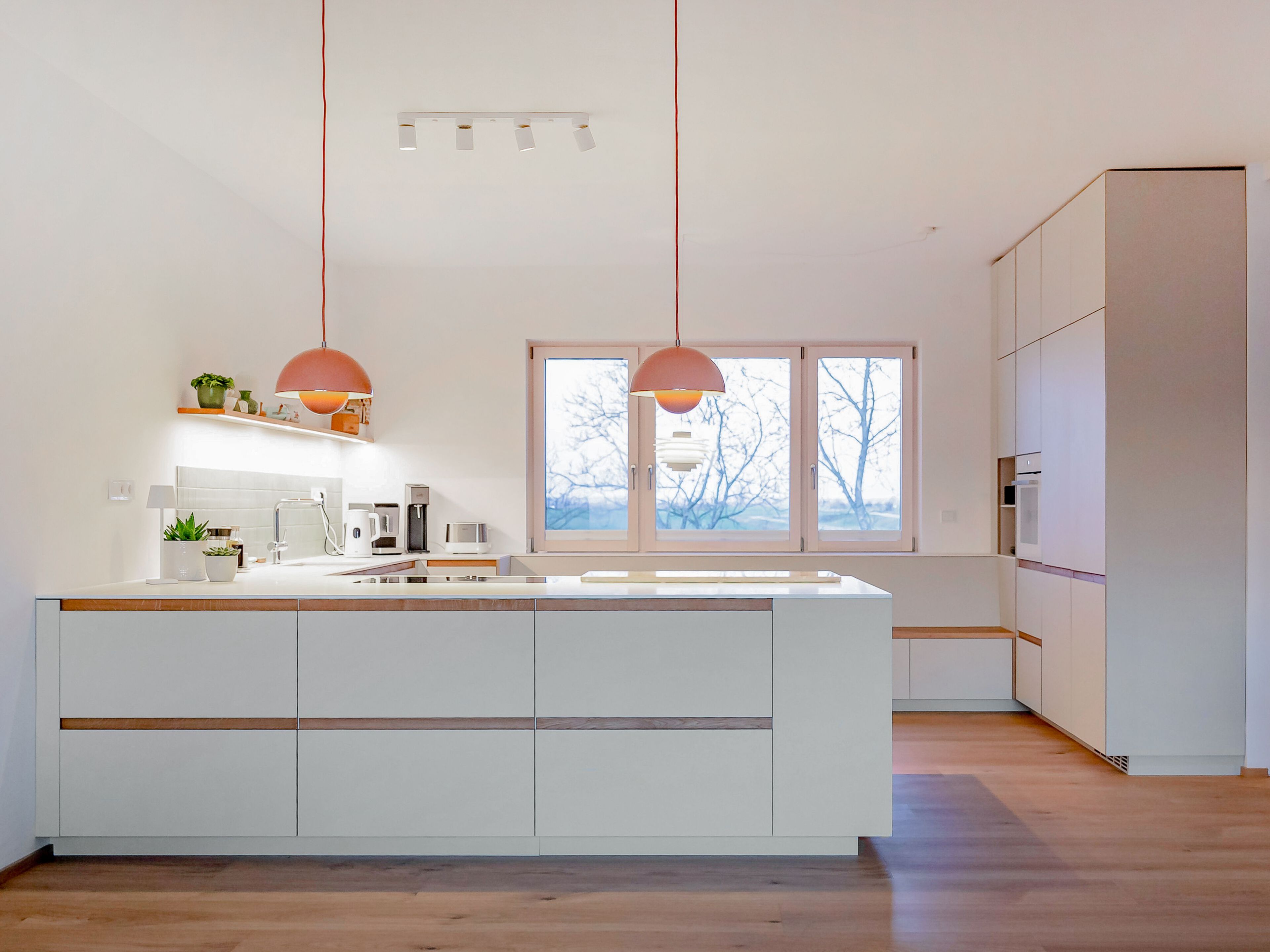 Встроенная линолеумная кухня с полуостровом Neuvermoebelt КУХОННЫЕ СИСТЕМЫ SMART LINE ARCH-00149421